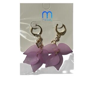 •Gold & Purple Dangle Earrings•